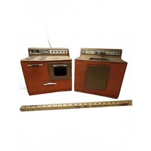 Vintage Gabriel Orange Toy Stove and Sink Playset